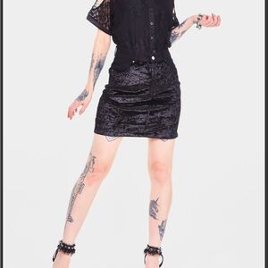 Jawbreaker Black Velvet Women's Goth Skirt